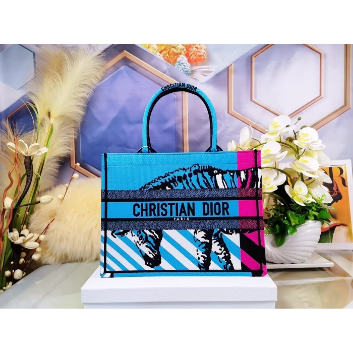 Christian Dior Pink & Blue Zebra Printed Book Tote – TBC Consignment